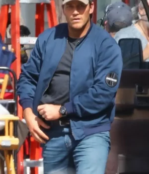 The Terminal List Chris Pratt Zip Up Blue Cotton Jacket
