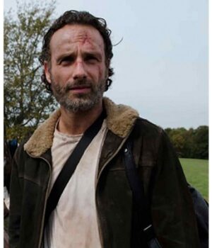 The Walking Dead 5 Rick Grimes Suede Leather Jacket front