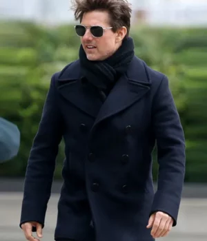 Tom Cruise Mission Impossible Fallout Black Wool Pea Coat front