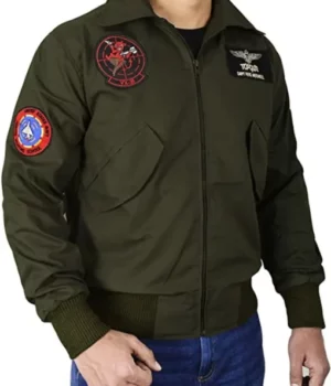 Tom Cruise Top Gun Maverick Green Cotton Bomber Jacket side