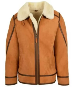 Top Gun B3 Bomber Brown Shearling Fur Leather Jacket front