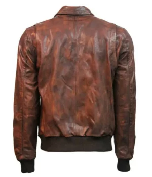 Top Gun Flying Tigers Genuine Brown Leather Jacket back