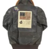 Top Gun G-1 Brown Bomber Faux Leather Jacket back