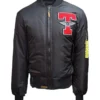 Top Gun MA-1 Tomcat Black Bomber Parachute Jacket front