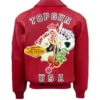 Top Gun USA Lady Lucky Red Bomber Leather Jacket back