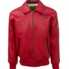 Top Gun USA Lady Lucky Red Bomber Leather Jacket front