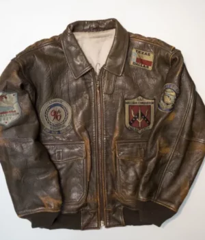 Top Gun Vintage Military Flight Brown Real Leather Jacket front