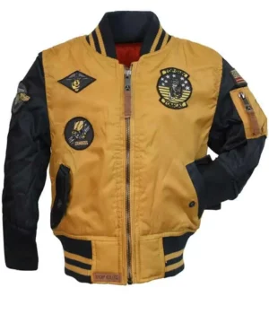 Top Gun Yellow and Black Tomcat MA-1 Bomber Cotton Jacket front