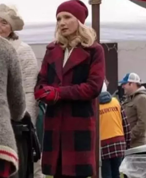 Virgin River Muriel Red Wool Plaid Coat front other front celebrity fornt
