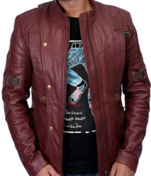 Chris Pratt Guardians Of The Galaxy Maroon Star Lord Jacket front