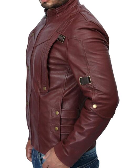 Chris Pratt Guardians Of The Galaxy Maroon Star Lord Jacket left side