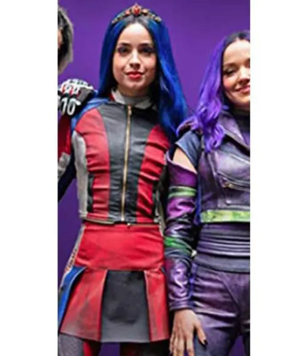 Descendants 3 Evie Red and Black Costume Leather Jacket front
