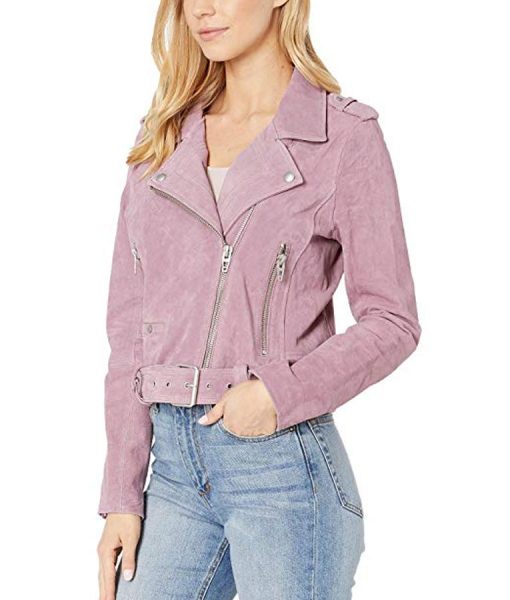 High School Musical Nini Suede Leather Pink Jacket side