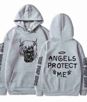 Lil Peep Angel Protect Me Gray Pullover Wool Hoodie front