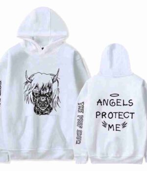 Lil Peep Angel Protect Me White Pullover Wool Hoodie front