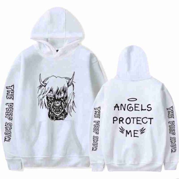 Lil Peep Angel Protect Me White Pullover Wool Hoodie front