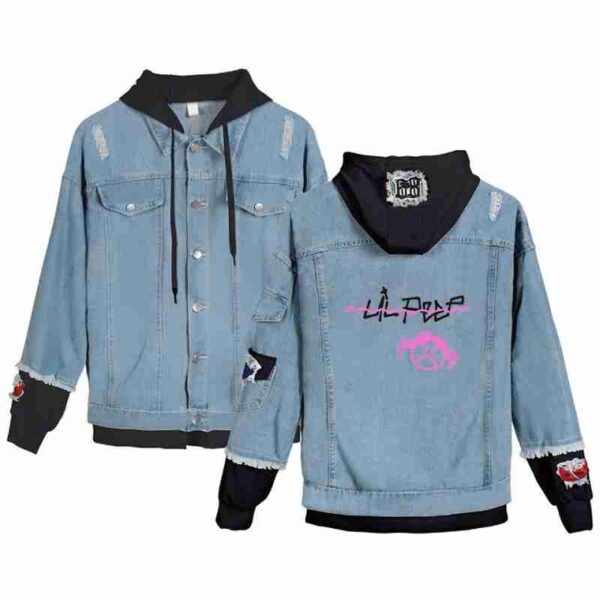 Lil Peep Angry Girl Blue Black JeanLil Peep Angry Girl Blue Black Jean Jacket front Jacket front