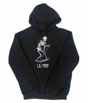 Lil Peep Black Skeleton Wool Hoodie Jacket front