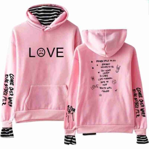 Lil Peep Come Over When You’re Sober Pink Wool Hoodie front