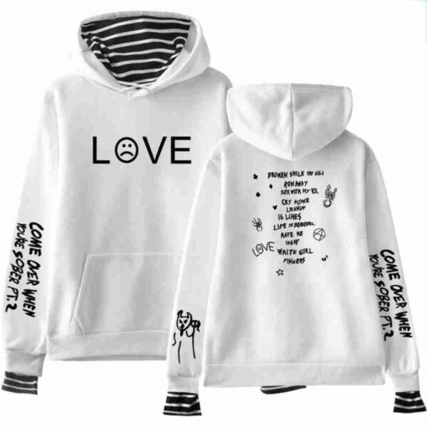 Lil Peep Come Over When You're Sober Wool Hoodie white front