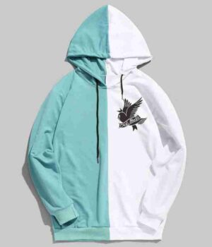 Lil Peep Crybaby Half Colored Blue White Wool Hoodie front
