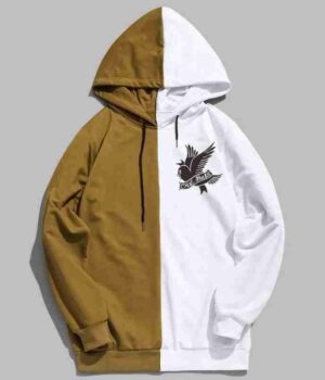 Lil Peep Crybaby Half Colored Olive White Wool Hoodie front