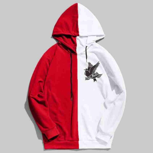 Lil Peep Crybaby Half Colored Red White Wool Hoodie front