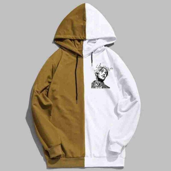 Lil Peep Graphic Half Colored Olive White Wool Hoodie front