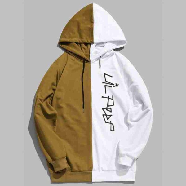 Lil Peep Half Colored Bomber Olive White Wool Hoodie front