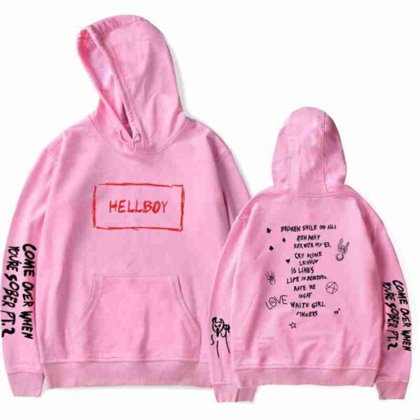 Lil Peep Hellboy Pink Bomber Hoodie Jacket front