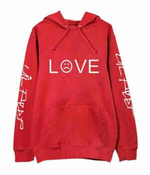 Lil Peep Love Red Bomber Wool Hoodie Jacket front