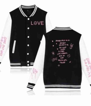 Lil Peep Love University Black White Varsity Jacket front