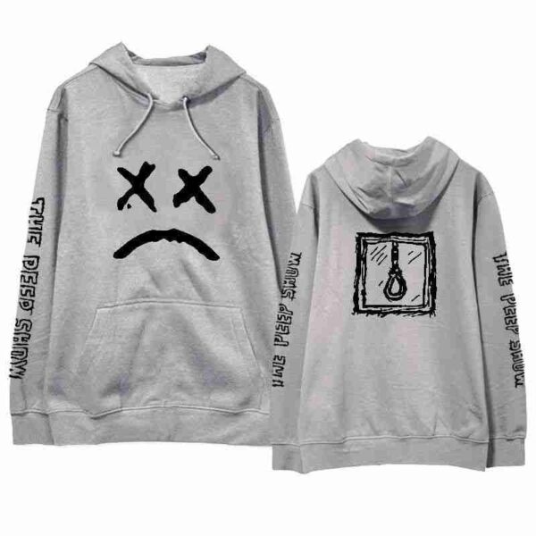 Lil Peep Sad Face Gray Pullover Wool Hoodie front
