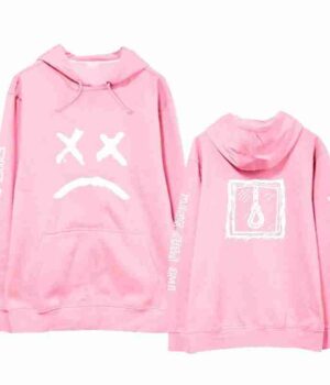 Lil Peep Sad Face Pink Pullover Wool Hoodie front