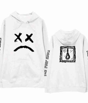 Lil Peep Sad Face White Wool Pullover Hoodie front