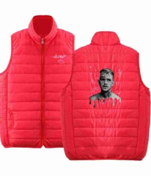 Lil Peep Sleeveless Graphic Red Bomber Vest front