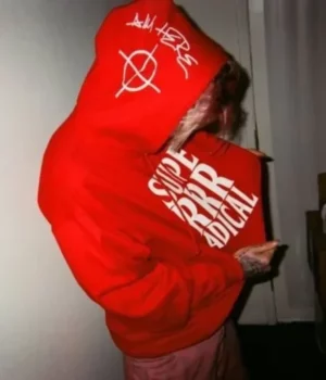 Lil Peep Superrradical Red Hoodie Wool Jacket side