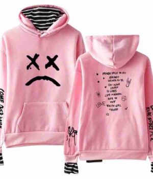 Lil Peep When You’re Sober Sad Face Pink Pullover Hoodie front