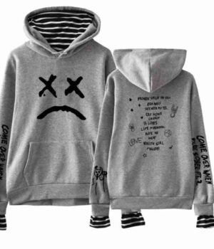 Lil Peep When You’re Sober Sad Face Wool Gray Hoodie front