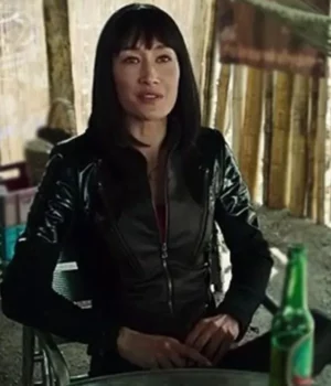 Maggie Q The Protege Anna Faux Leather Jacket side