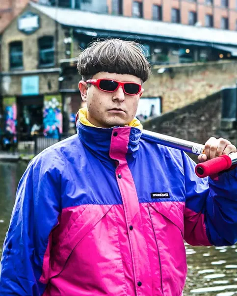Oliver Tree Let Me Down Pink Purple Parachute Jacket other side