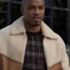 Power Book II Ghost 2 Bit Leather Brown Fur Sherpa Jacket Front