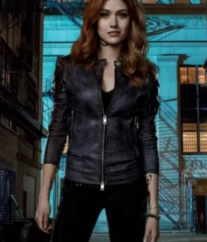 Shadowhunters Katherine McNamara Real Leather Jacket front