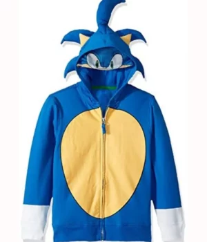 Sonic The Hedgehog Costume Blue Fleece Hoodie front