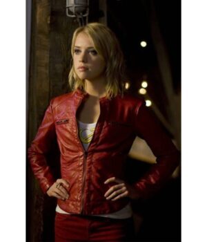 Alexz Johnson Smallville Red Leather Jacket front LJB