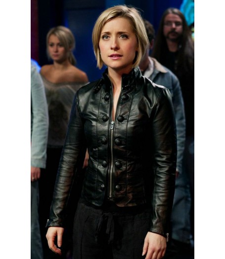 Allison Mack Smallville Real Leather Jacket frotn LJb