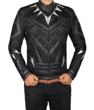 Black Panther Chadwick Costume Real Leather Jacket front