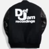 Def Jam Black Bomber Varsity Jacket With Leather Sleeves back LJB
