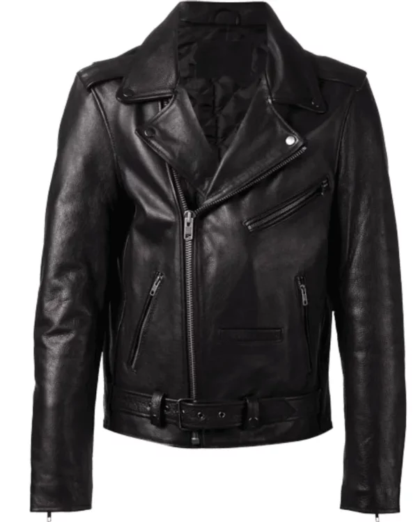 G-Eazy Black Biker Real and Faux Leather Jacket shoot front