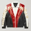 G-Eazy Dancing Kid Palm Tree Bomber Real Leather Jacket shoot front